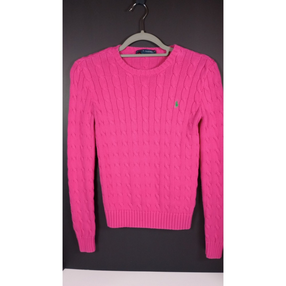 VTG Ralph Lauren Cableknit Sweater Women Sm Old Money Tennis 90s Preppy Cotton